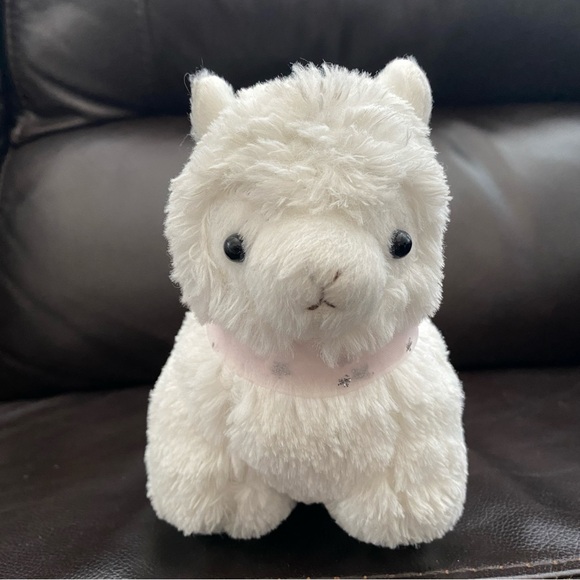 AlPacasso White Alpaca w/ Pink Ribbon Plush - Picture 1 of 4